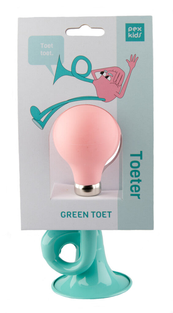 Leurre klaxon de vélo pexkids - vert avec boule rose