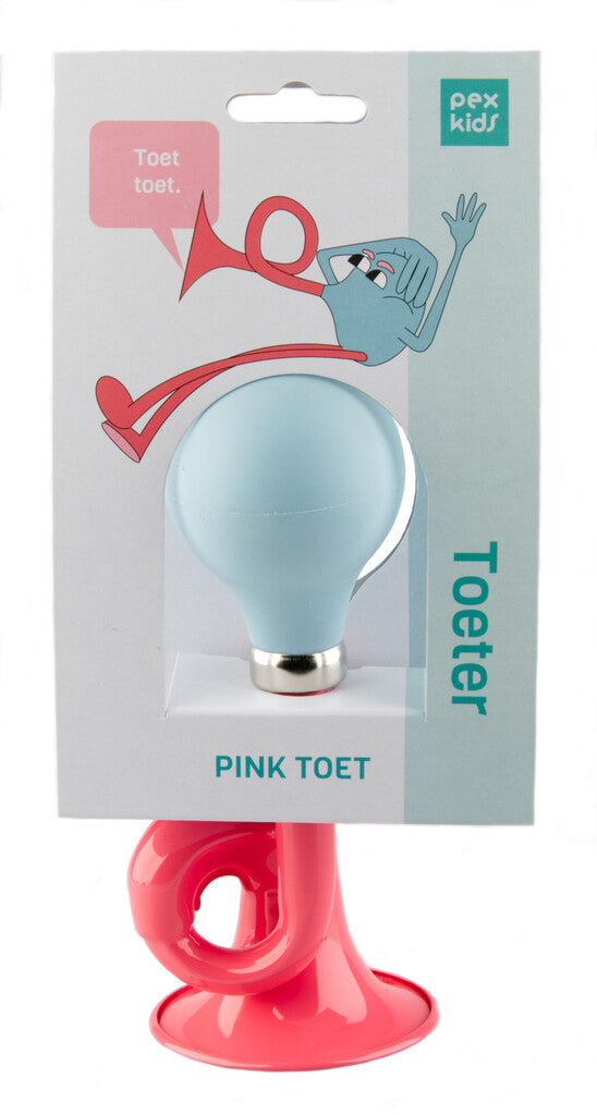 Leurre klaxon de vélo pexkids - rose avec boule verte