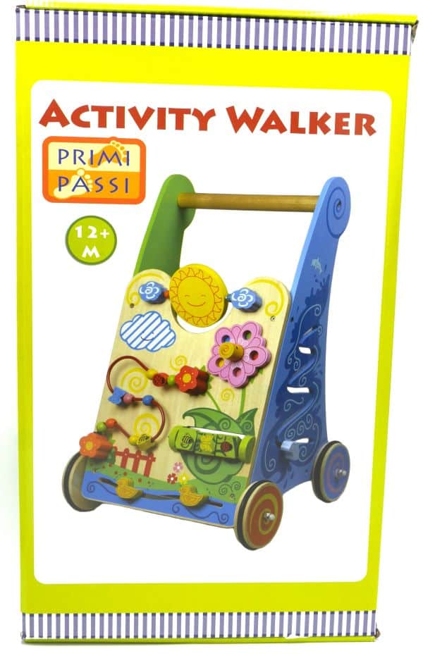 Jonotoys - Jonotoys Primi passi - houten loopwagen met activiteiten