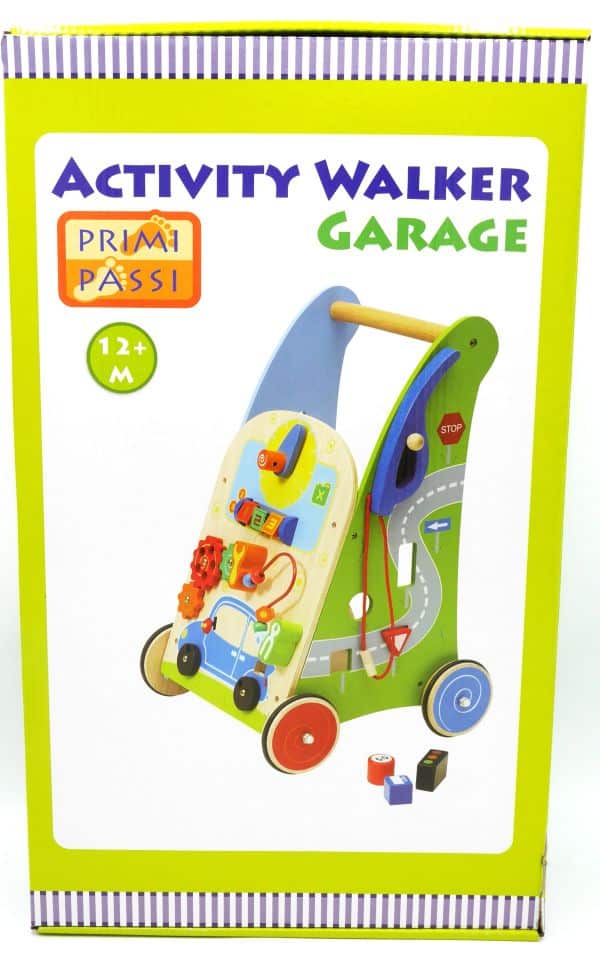 Jonotoys - Jonotoys Primi passi - houten loopwagen met activiteiten garage