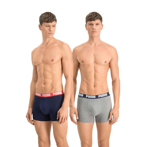 Puma Basic Boxershort Heren (Pack of 2) Grijs Blauw maat XL