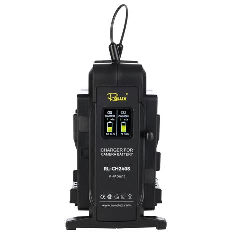 Rolux dubbele snellader rl-ch240s voor v-mount accu
