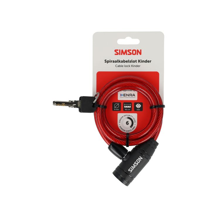 Simson - spiraalkabelslot kinder 8mm x 90cm
