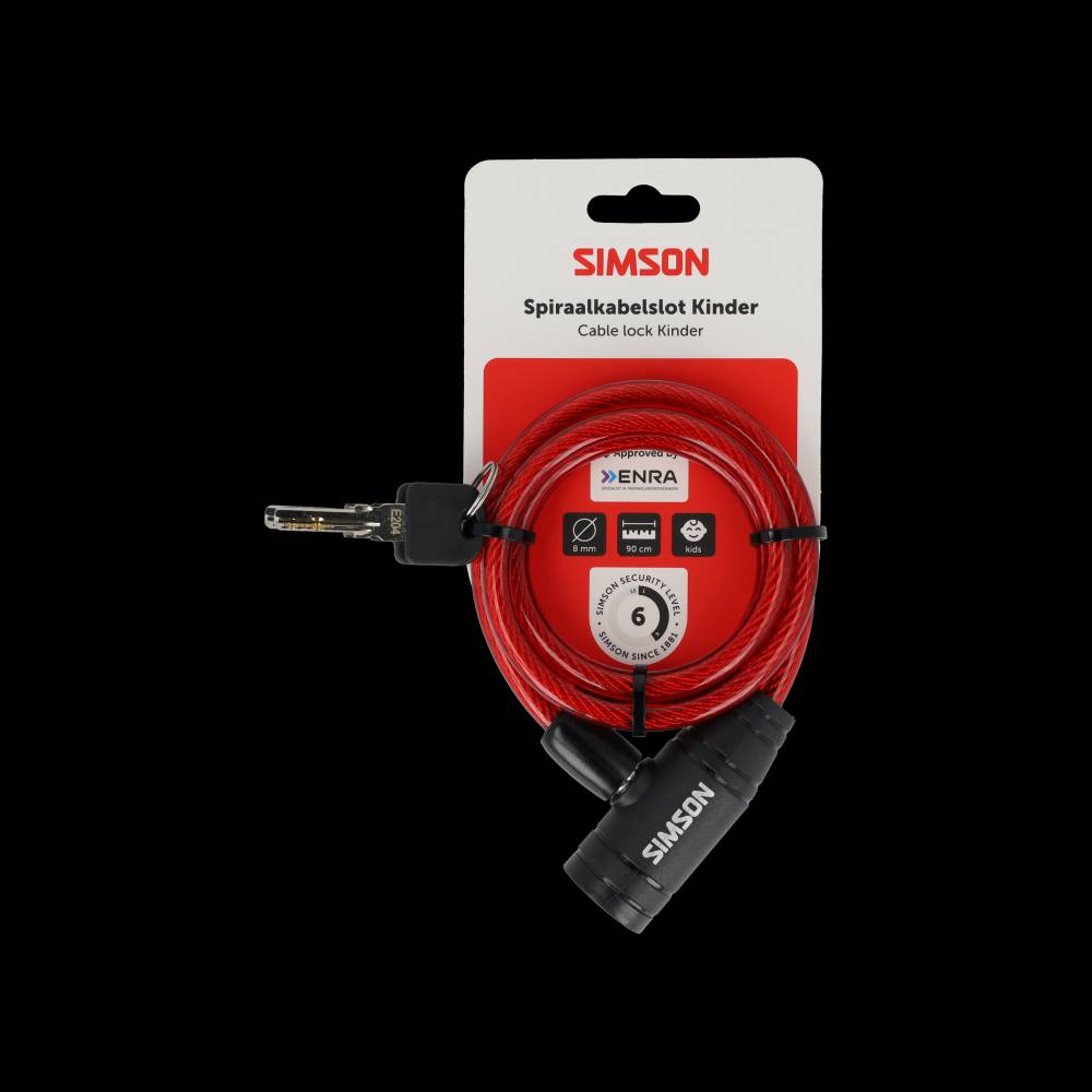 Simson - spiraalkabelslot kinder 8mm x 90cm