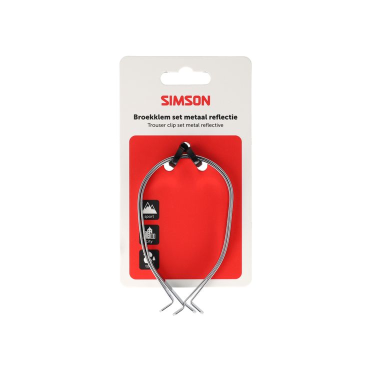Simson - broekklemmen rvs metaal met reflectie