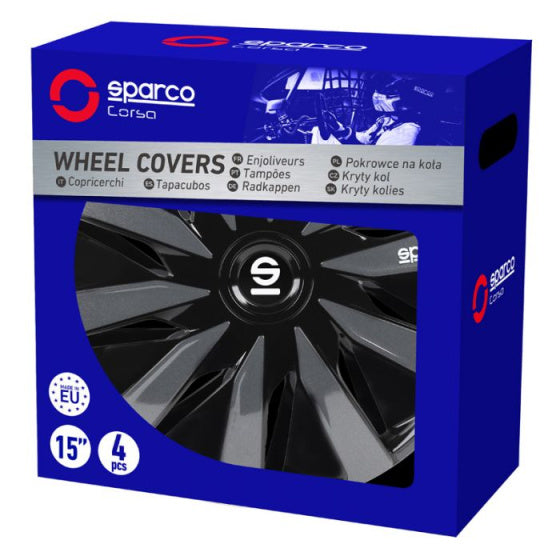 Sparco wieldoppen lazio - 14 inch - zwart grijs