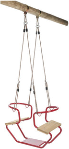 SwingKing Duoschommel 92 x 44 x 53 cm Staal Hout Rood Naturel