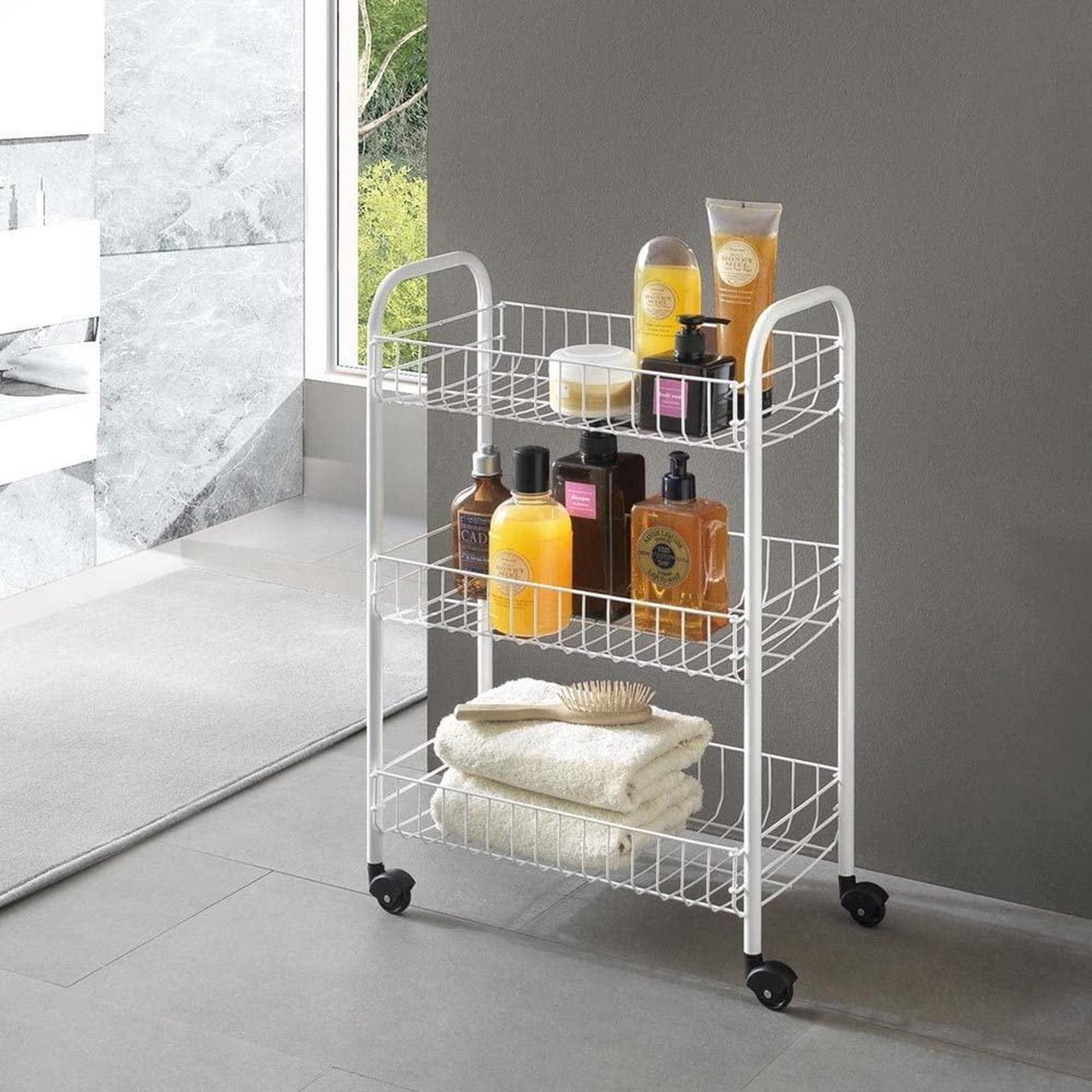 Metaltex tomado- siena keukentrolley met wielen 41x23x63 cm zilver