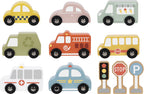 Tooky toy Houten Voertuigenen Verkeersbordenset 12-delig