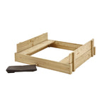 Tp toys Houten Zandbak met Deksel, Zitbankjes Bodemfolie