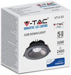 V-tac Ledlamp VT-2-33 30W 3000K 2400lm aluminium zwart