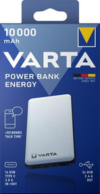 Enzo varta powerbank 10.000ma zilver + led indicatie usb en usb-c - 3509010