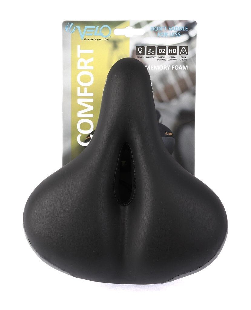 Velo Saddle Plush Touring Saddle Ladies Memory Foam 3016075MF selle en peluche visite mémoire mousse dames noires