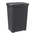 Curver style wasbox met deksel rotanstyle 60 liter antraciet 45x34x62 cm