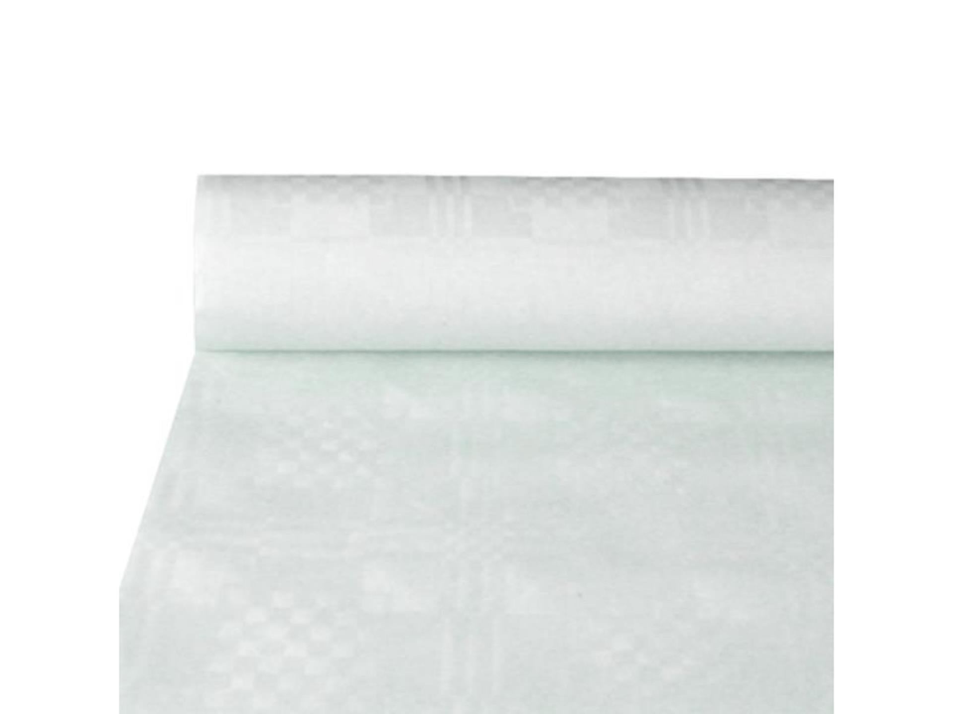 Damast tafelkleed papier 118cmx8m wit
