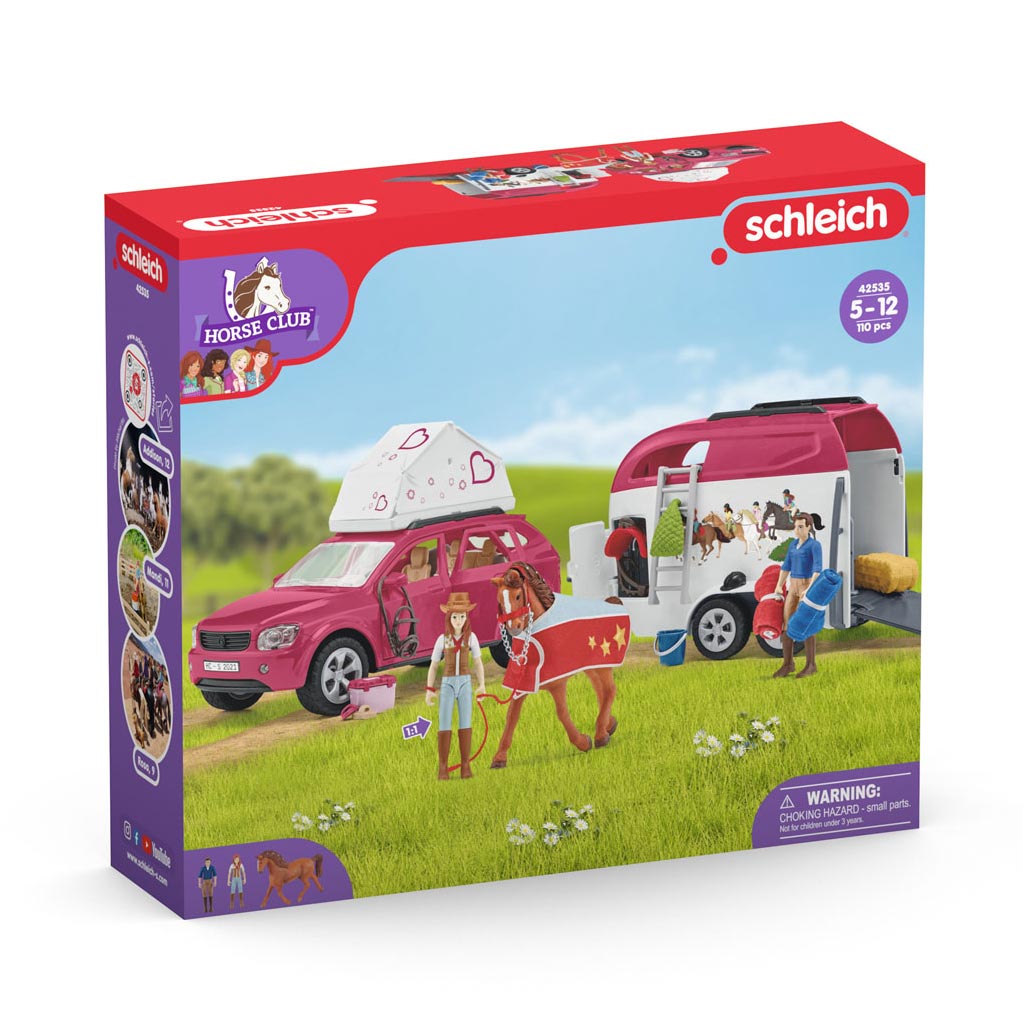 Schleich horse club speelfigurenset - avontuur met auto en paardentrailer - kinderspeelgoed voor jongens en meisjes - 5 tot 12 jaar - 18 onderdelen - 42535