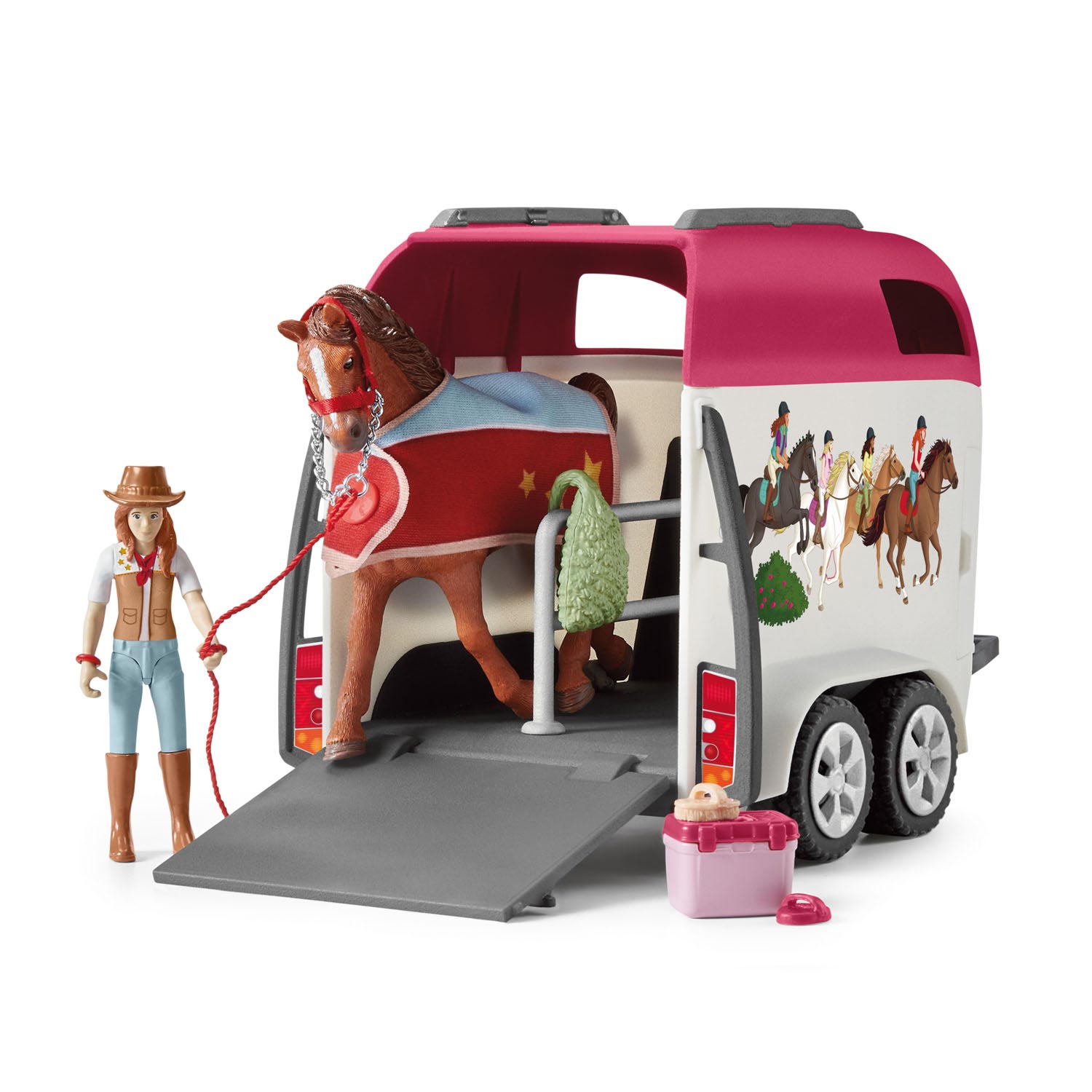 Schleich horse club speelfigurenset - avontuur met auto en paardentrailer - kinderspeelgoed voor jongens en meisjes - 5 tot 12 jaar - 18 onderdelen - 42535