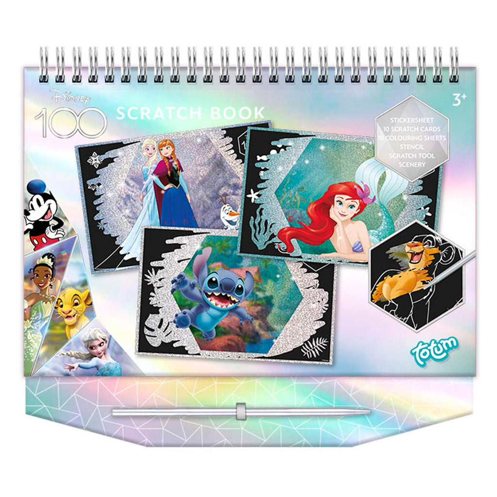 Totum disney 100 krasplaten sticker en kleurboek scratch art disney classics limited edition jubileum editie 100 jarig bestaan disney