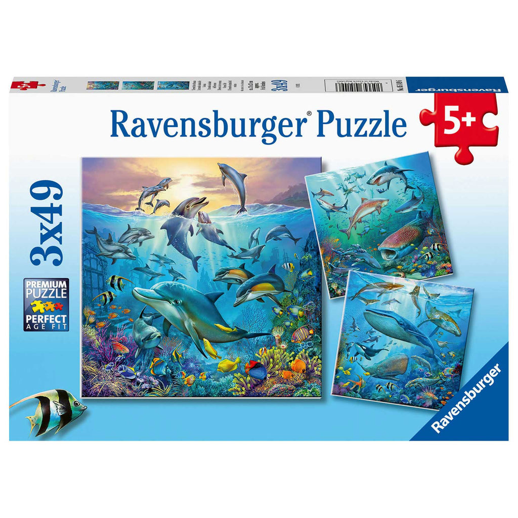 Ravensburger puzzel dieren in de oceaan - 3x49 stukjes - kinderpuzzel