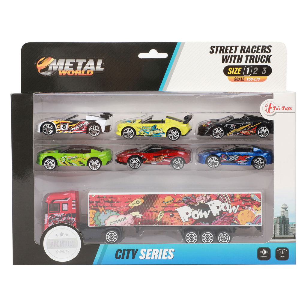 Toi-toys toi toys vrachtwagen met 6 raceauto's