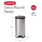 Curver Curver Pedaalemmer Deco rond 30 L zilverkleurig