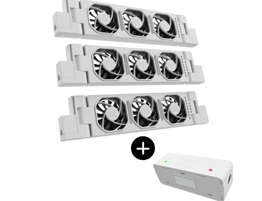 Heatfan 3 - radiatorventilator trio - wit + touch sensor