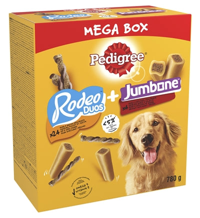 Pedigree hondensnacks - megabox - 24 x rodeo en 4 x jumbone - 780g
