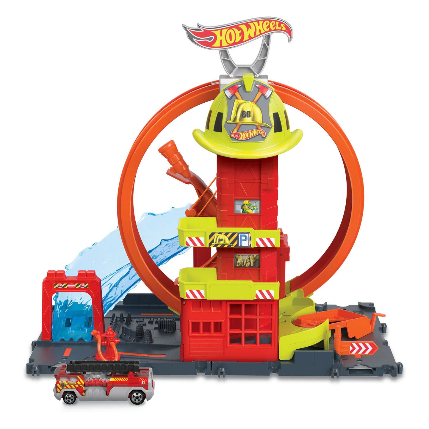 Hot wheels city super fire station - speelfigurenset