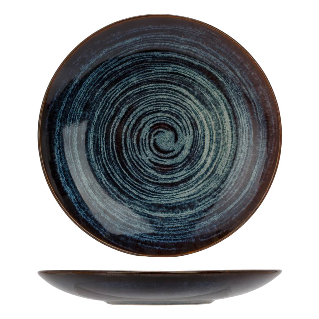 Cosy Trendy Cosy Trendy Dessertbord Atlantis 6 st cirkelpatroon Ø21,5 cm blauw