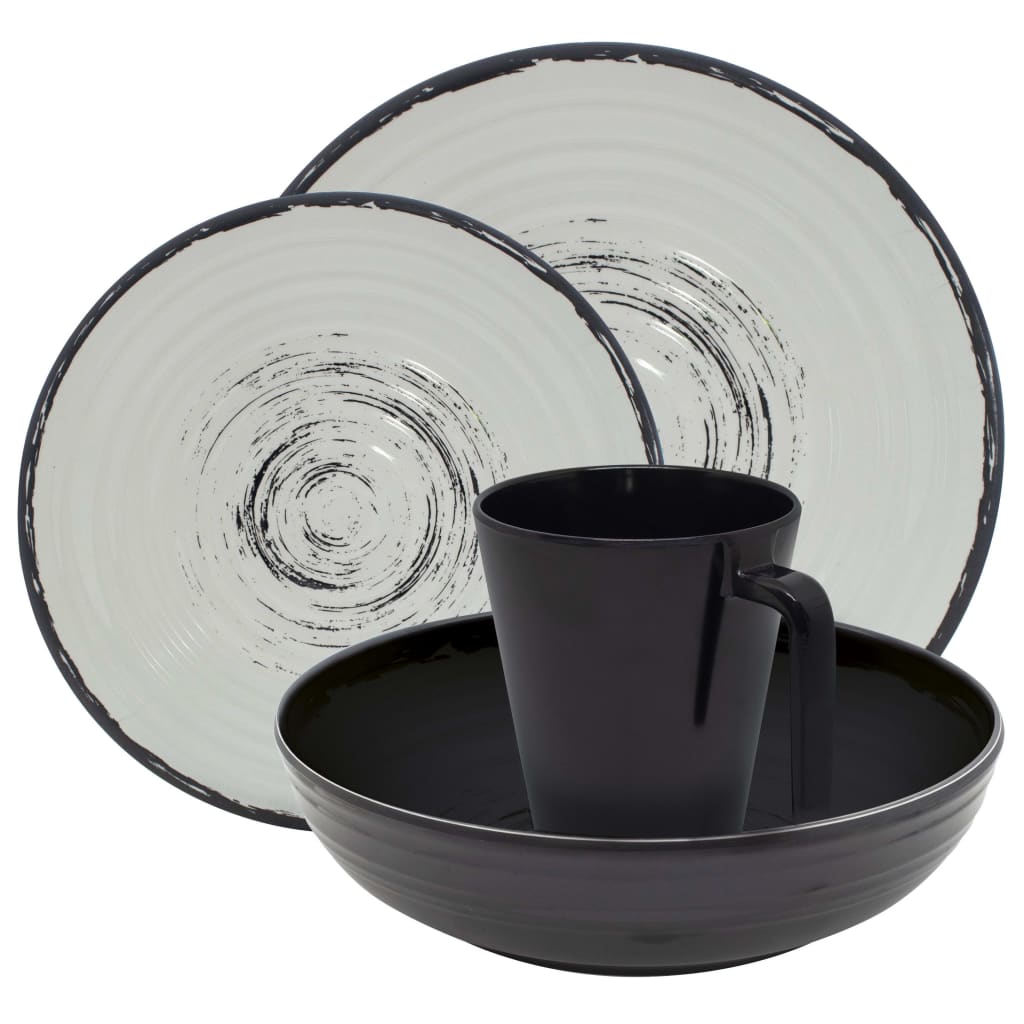 Eurotrail serviesset isla - 16delig - zwart naturel - melamine