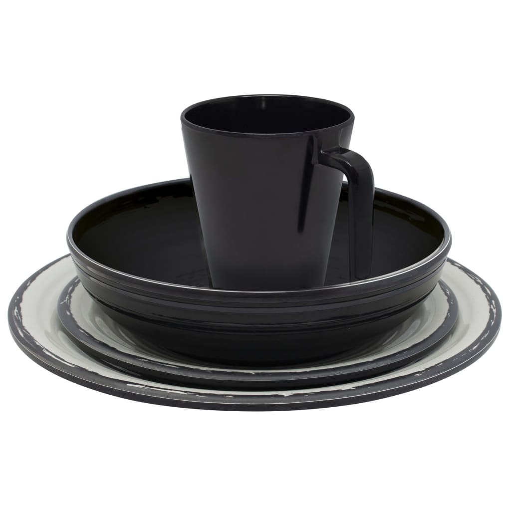 Eurotrail serviesset isla - 16delig - zwart naturel - melamine