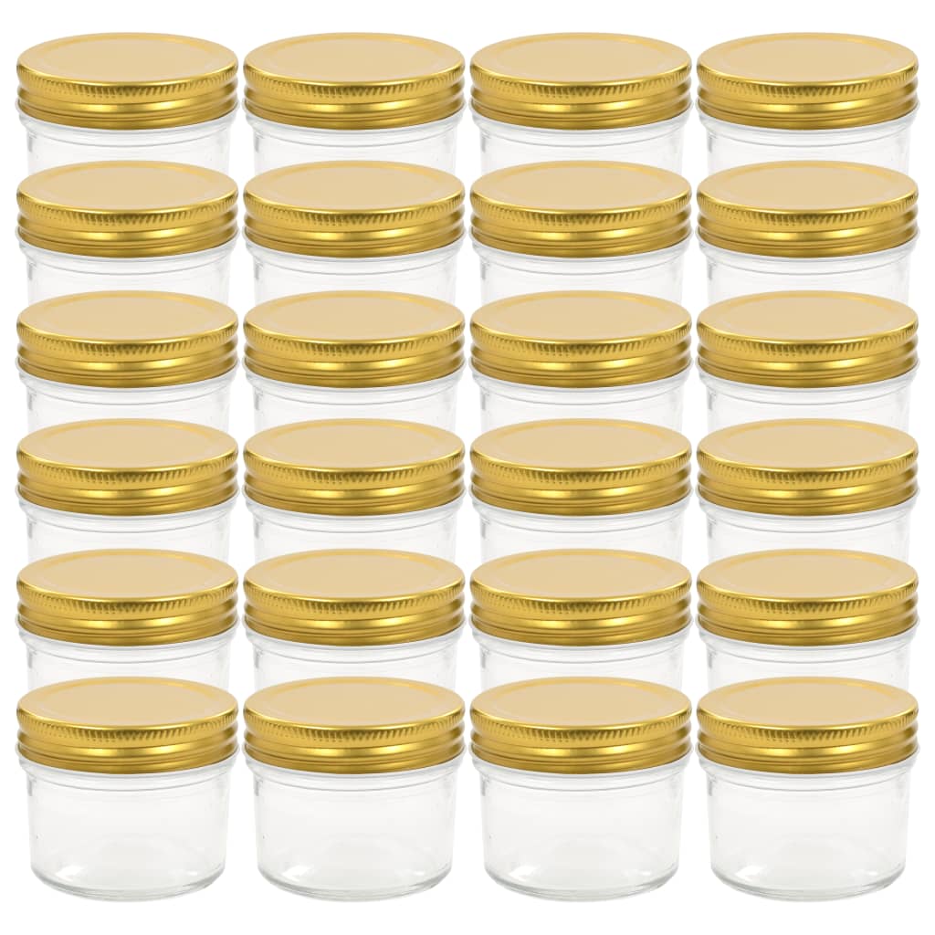 Vidaxl jampotten met goudkleurige deksels 24 st 110 ml glas