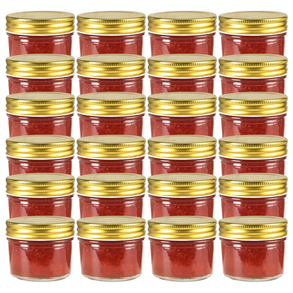 Vidaxl jampotten met goudkleurige deksels 24 st 110 ml glas