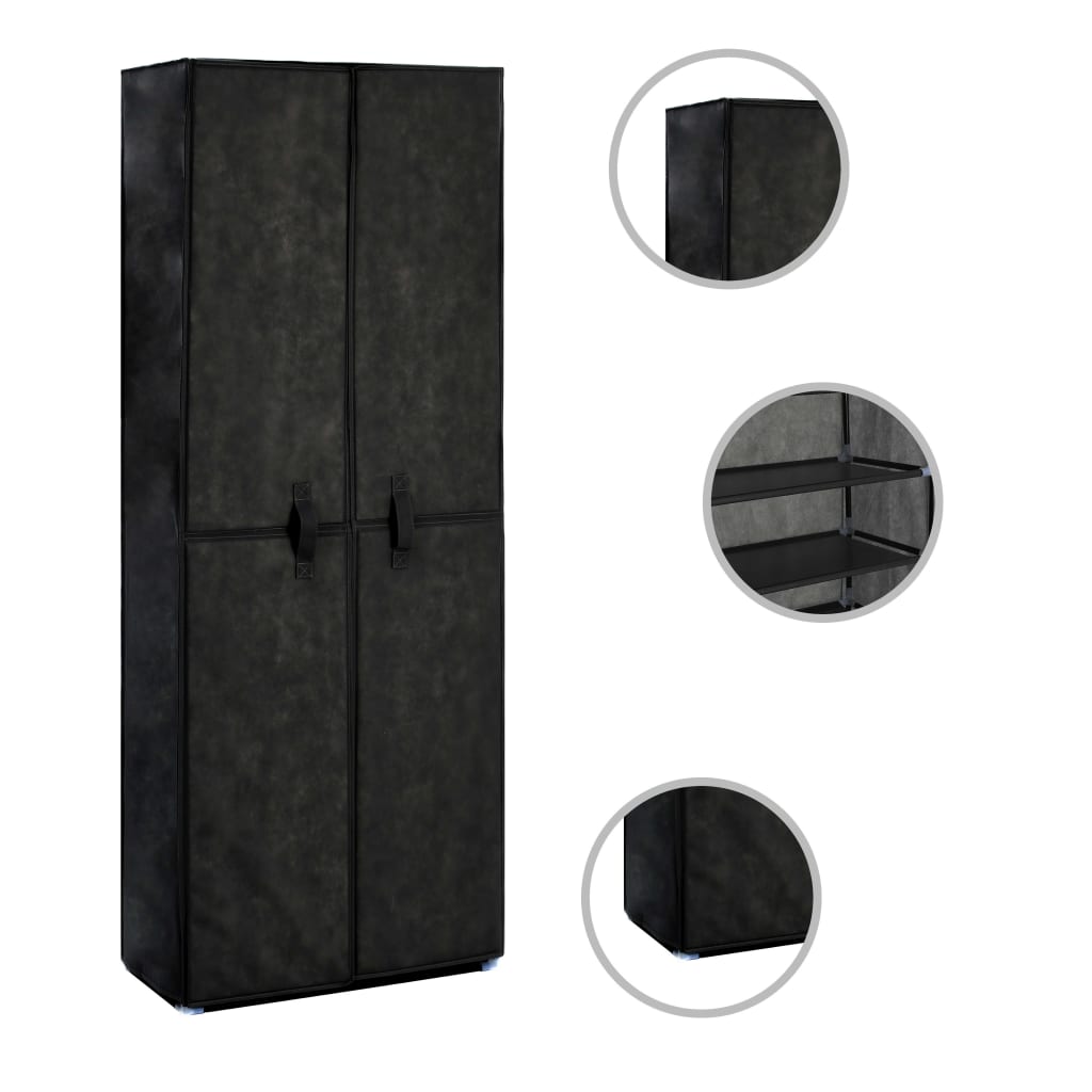 Vidaxl schoenenkast 60x30x166 cm stof zwart