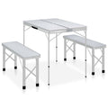 VidaXL Campingtafel inklapbaar met 2 banken aluminium wit