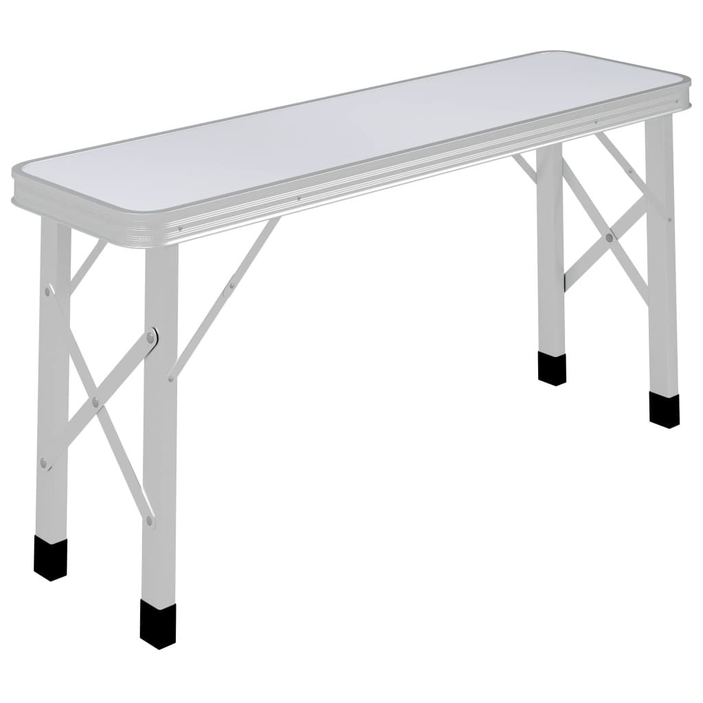 VidaXL Campingtafel inklapbaar met 2 banken aluminium wit