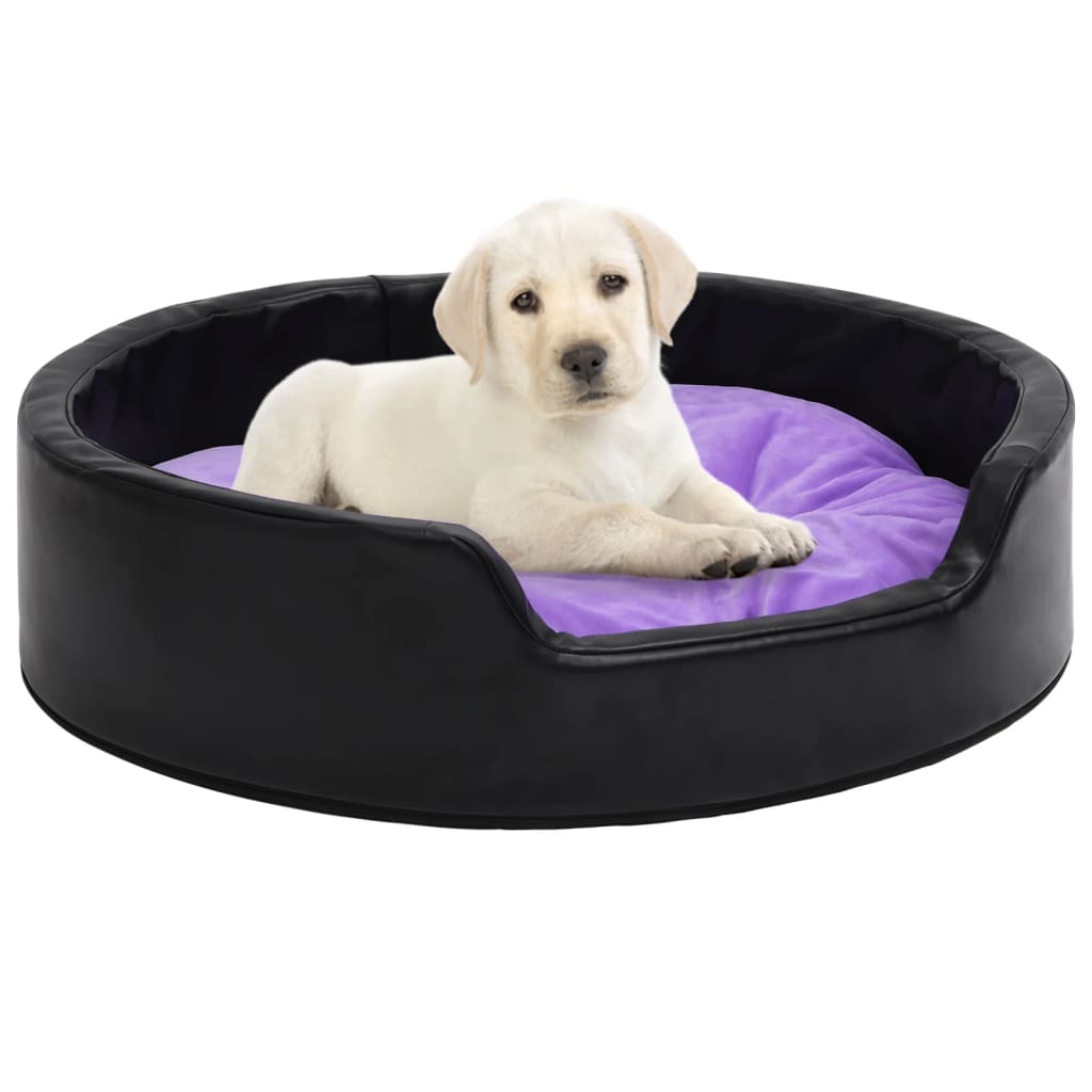 VidaXL Hondenmand 99x89x21 cm pluche en kunstleer zwart en paars