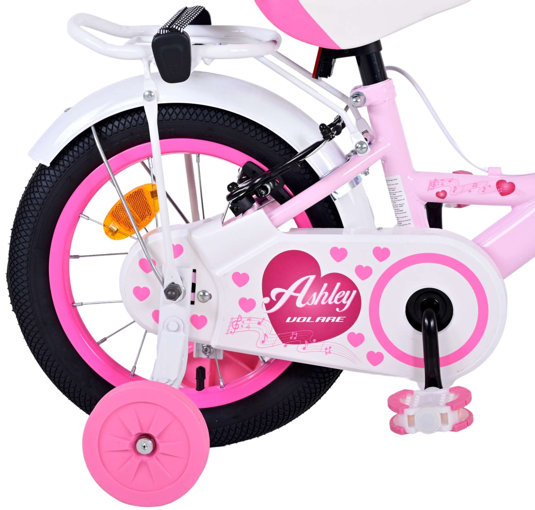 Volare Ashley Kinderfiets Meisjes 14 inch Roze Twee Handremmen