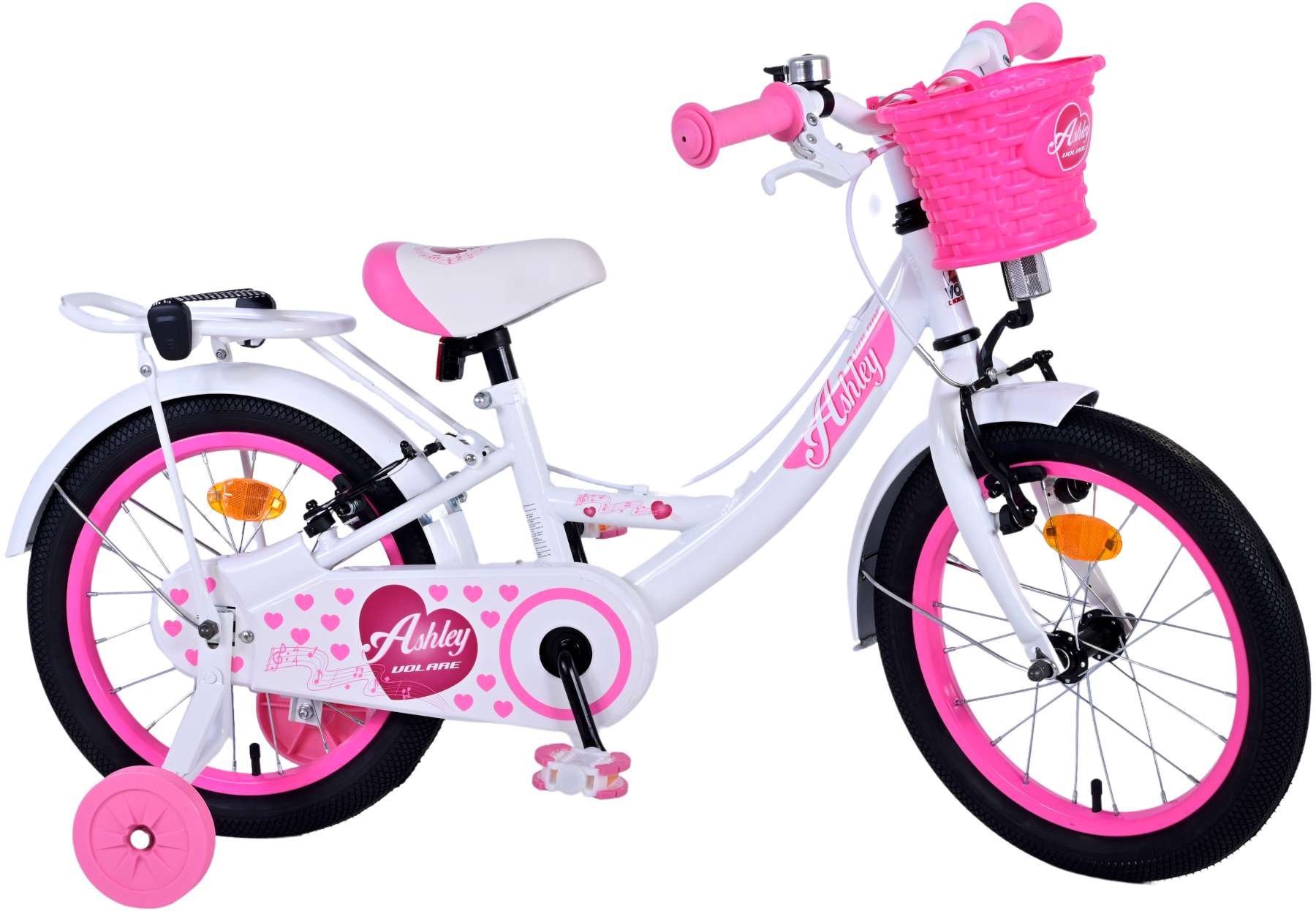 Volare Ashley Kinderfiets Meisjes 16 inch Wit Twee Handremmen