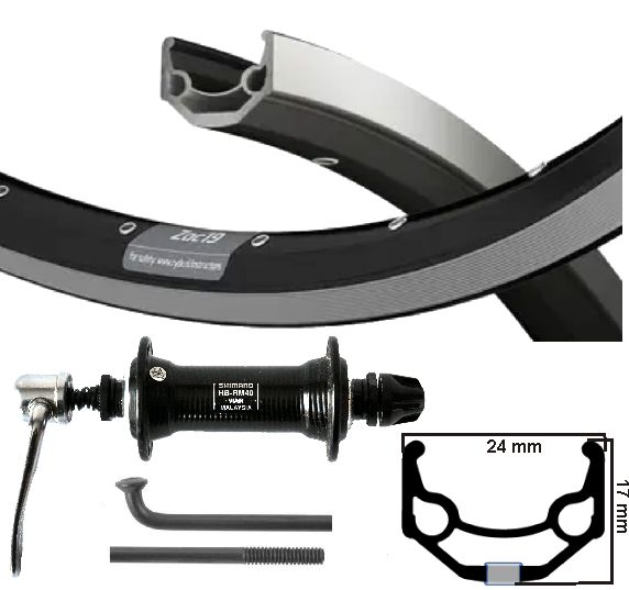 Kgs voorwiel 28inch (622) velg zwart-zilver spaak zwart uitval zwart