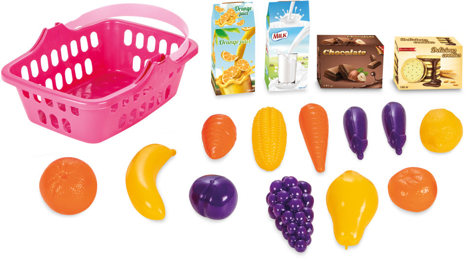 Pilsan Speelgoedfruitmand roze 17-delig