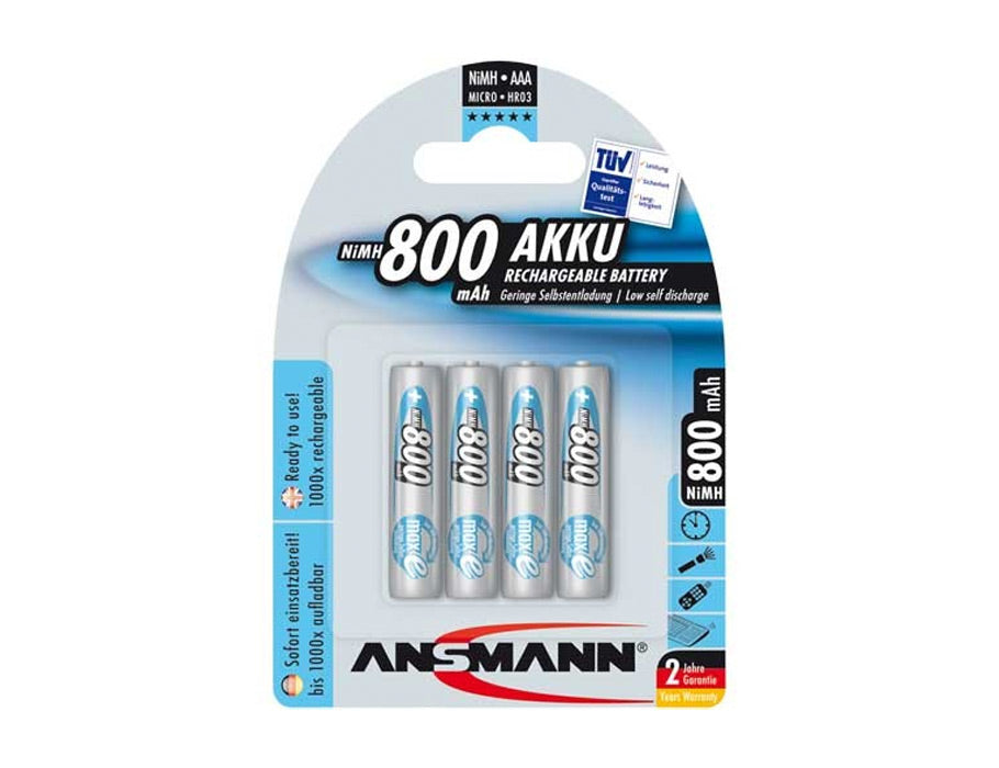 Ansmann batterijen nimh accu micro aaa 800 mah - 4 stuks