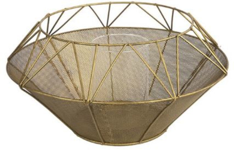 Hi-point Hansli theelichthouder 37 x 18,5 cm staal goud
