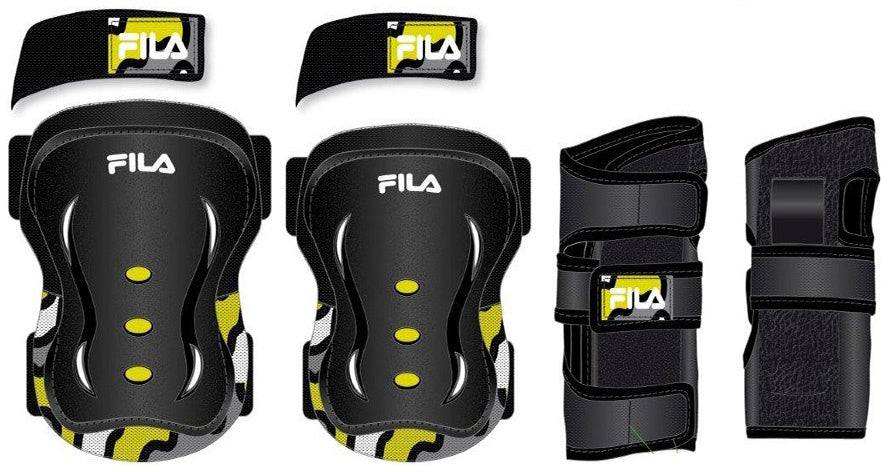 Fila Skatebescherming junior zwart geel maat XS