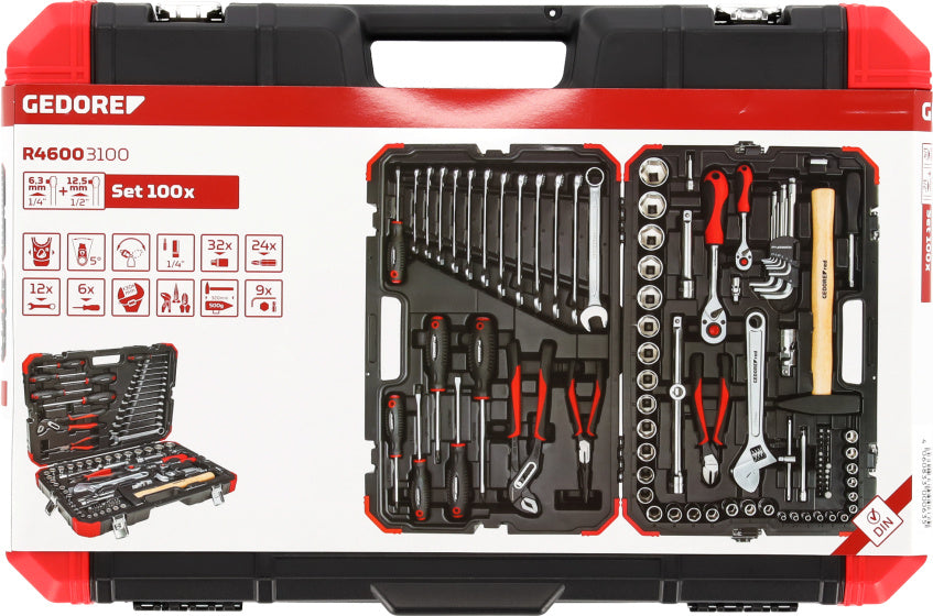 Gedore red r46003100 100-delige dopsleutelset 1 4 + 1 2 - 3300063