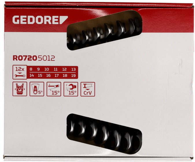 Gedore r07205012 | ringratel-steeksleutelset | 8-19 mm | 12-delig - 3300873