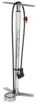 fietspomp met manometer aluminium 61 cm zilver