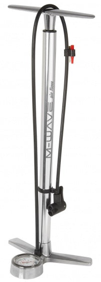 fietspomp met manometer aluminium 61 cm zilver