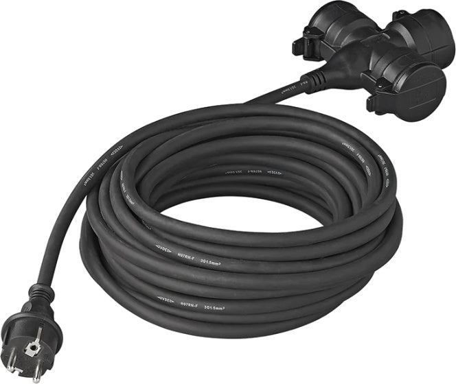 Proplus Verlengkabel Schuko 3-voudig 20 meter 3x1,5mm² zwart
