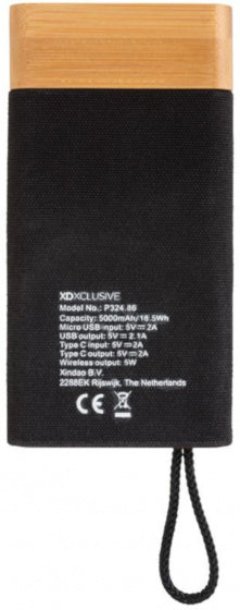 Xd xclusive Powerbank Bamboo X 5000 mAh bamboo zwart naturel